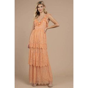 Tobi Luna 3-Tier Ruffle Lace Maxi Dress | S